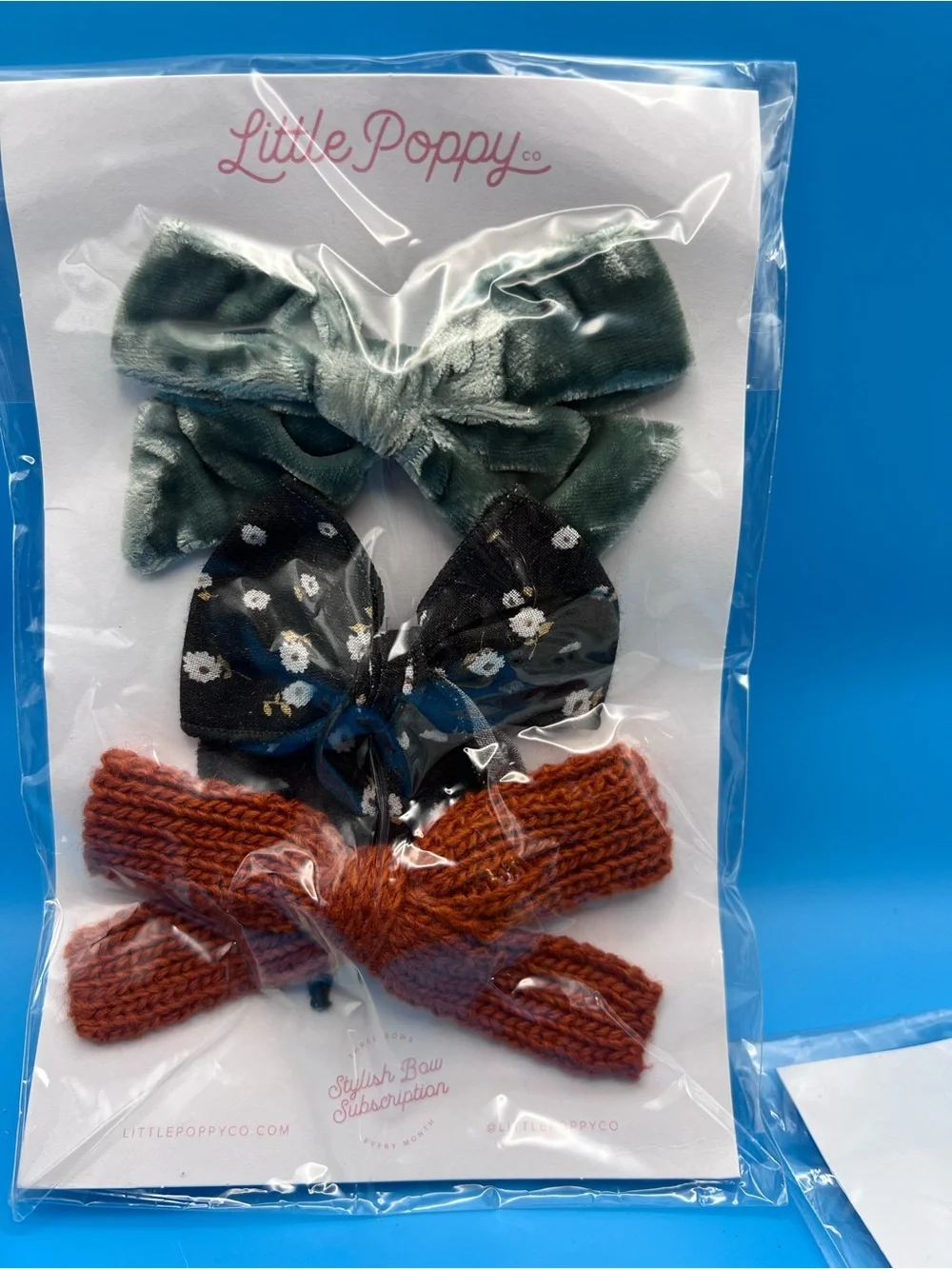 Little Poppy Kids Fabric Hair Bows - Green, Blue, Lavender, Black, Burgundy Set
